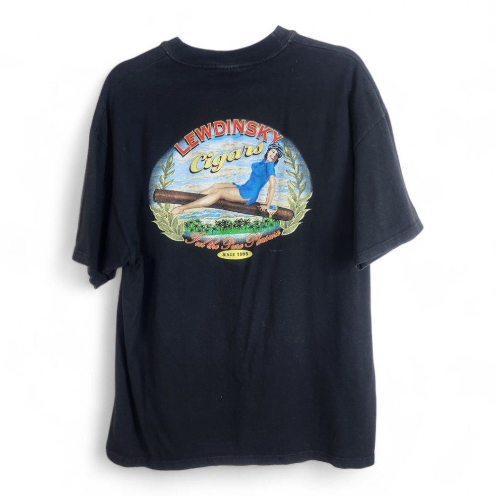 Vintage Lewdinksy Cigars Tee XL 1998 McNasty Oral Office Monica Cilinton Spoof